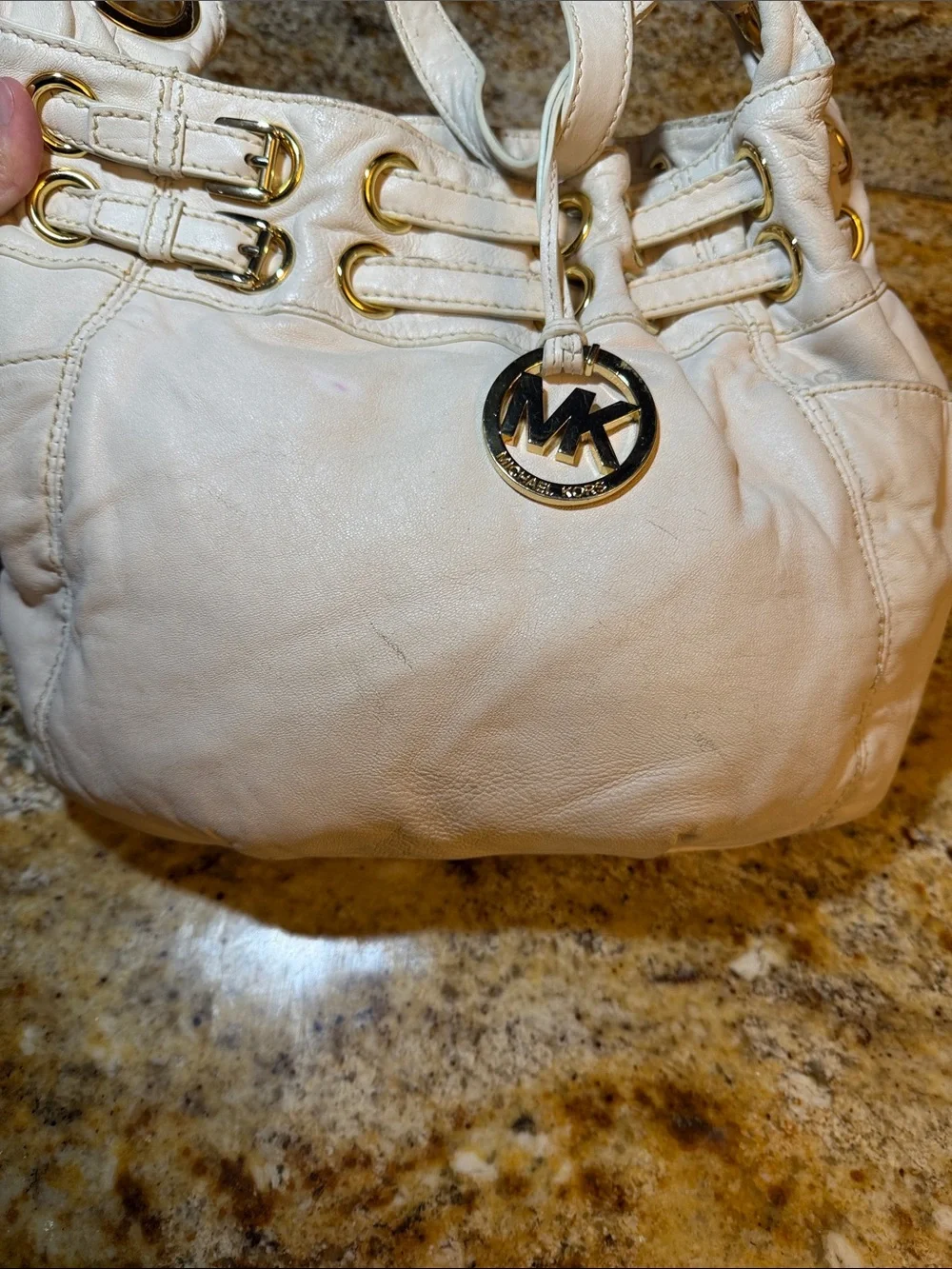 Michael Kors Laced Belts buckle & magnet close hobo Bag